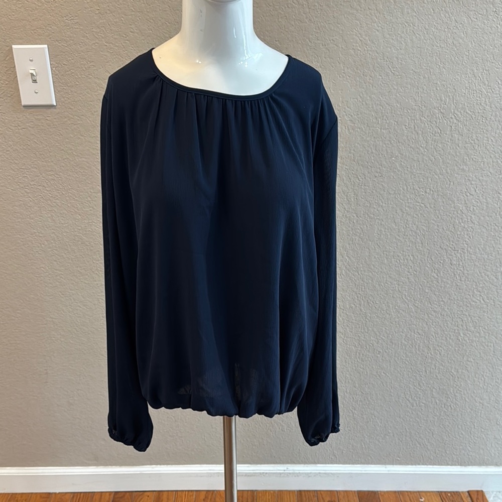 Tommy Hilfiger Blue Ruched Long Sleeve Blouse